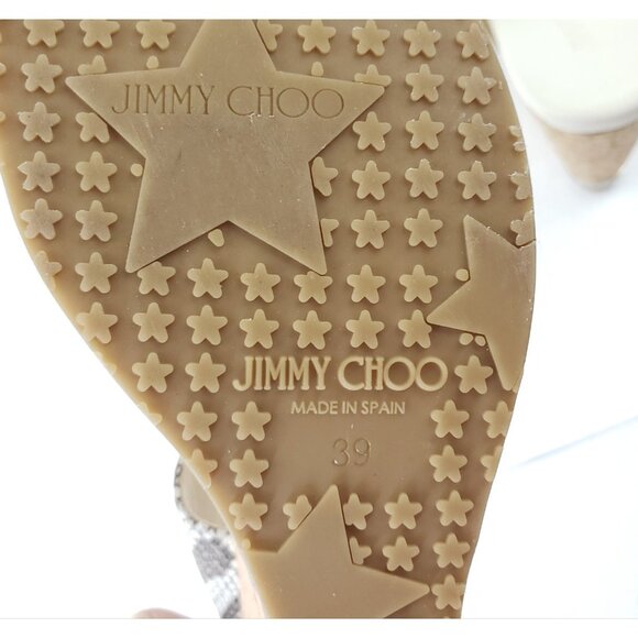 Jimmy Choo Parker Snakeskin Print Leather Cork Wedge Sandals Womens Size 39 US 9 - Picture 6 of 10